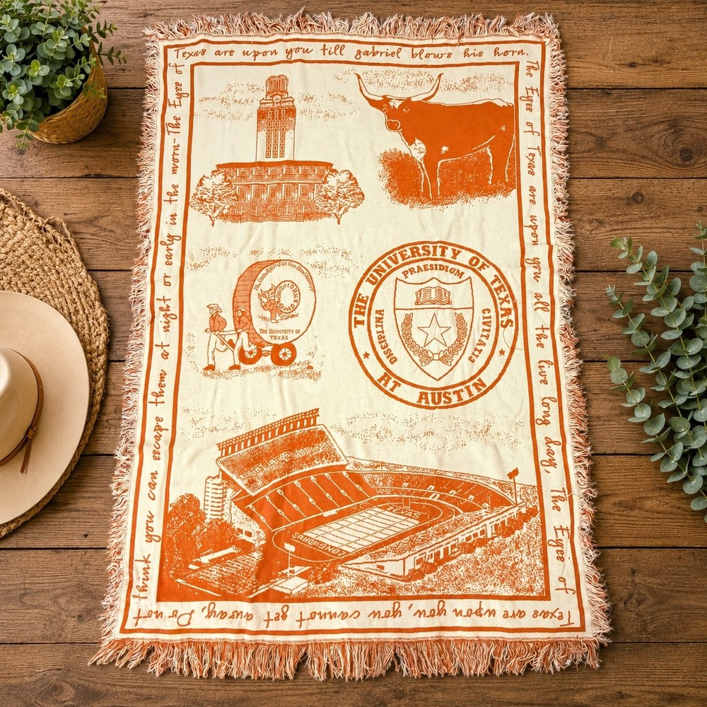 University of Texas Austin Longhorns Woven Tapestry Throw Blanket Burnt Orange